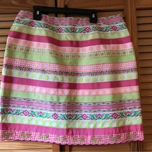 Lilly Pulitzer Pink and Green A-Line Skirt